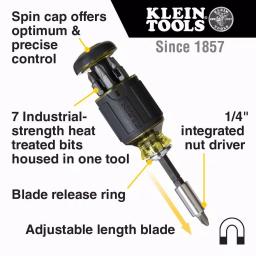 Klein Tools 8-in-1 Multi-Bit Adjustable Length Stubby Screwdriver thumbnail 2