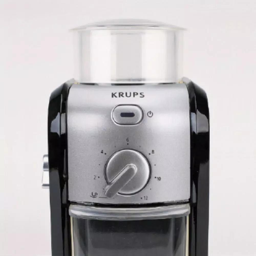 Krups GVX2 Black Stainless Steel Flat Burr Coffee Grinder, 17 Grind Settings