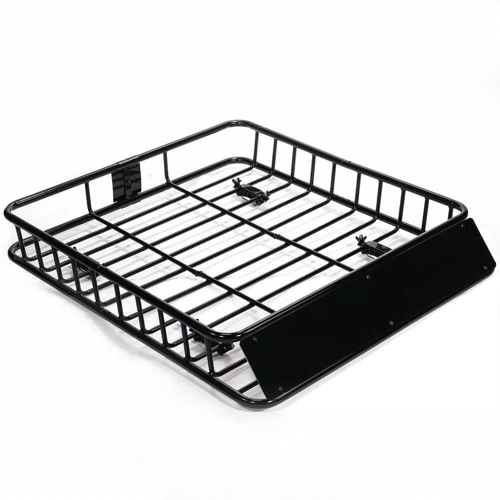 Stark Universal Roof Basket Cargo Carrier with Rack Extensions, 150 lb Capacity, Black