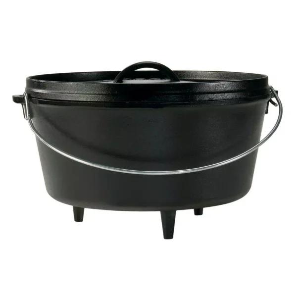 Lodge 6 qt. Round Cast Iron Camp Dutch Oven with Lid, Black