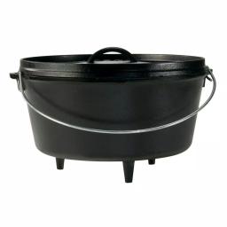 Lodge 6 qt. Round Cast Iron Camp Dutch Oven with Lid, Black thumbnail 1