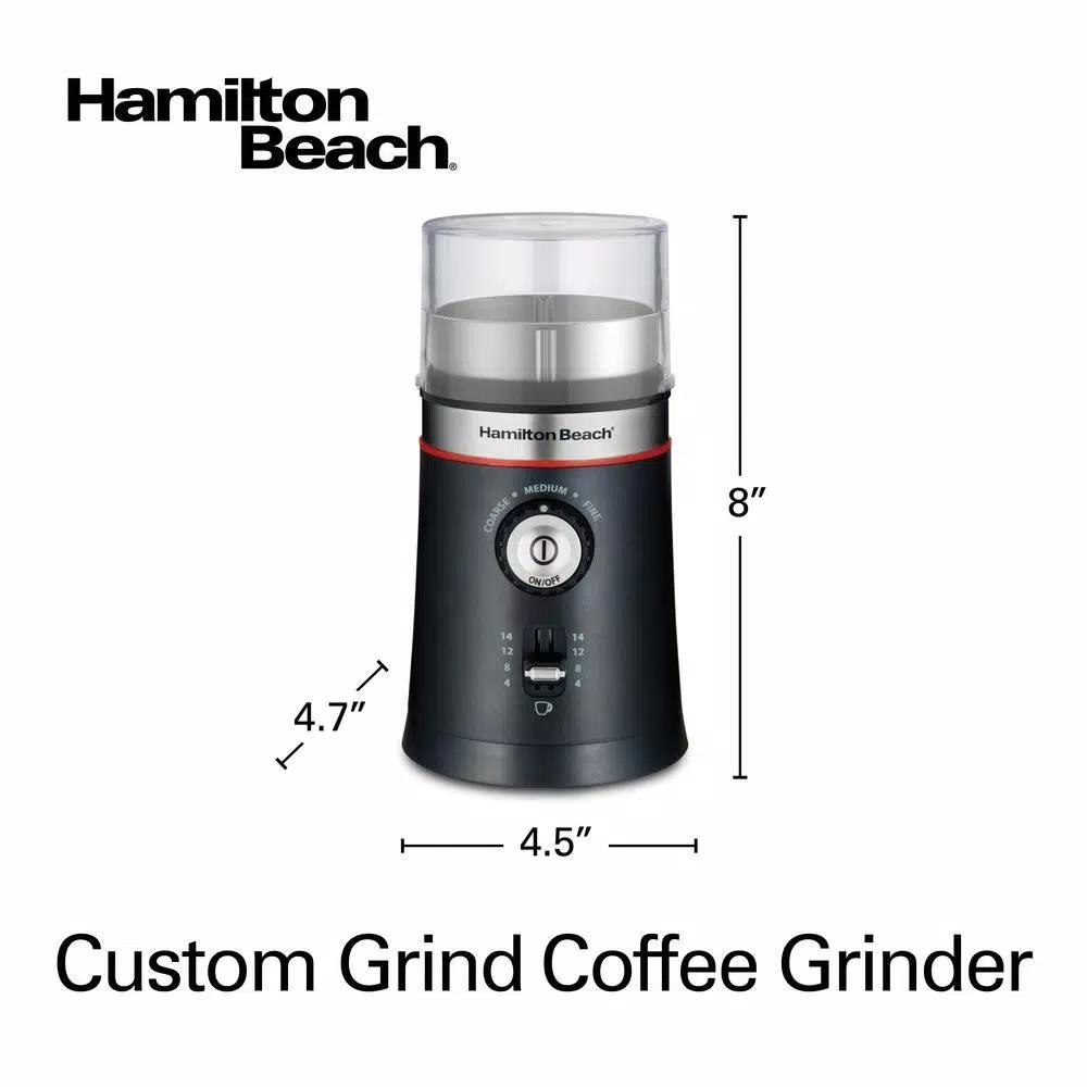 Hamilton Beach Custom Grind 5 oz. Black Blade Coffee Grinder, Electric with Removable Stainless Steel Chamber