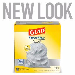 Glad ForceFlex 13 Gallon Tall Kitchen Drawstring Trash Bags, OdorShield, 110 Count thumbnail 2