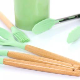 MegaChef 12-Piece Mint Green Silicone and Wood Kitchen Utensil Set thumbnail 6