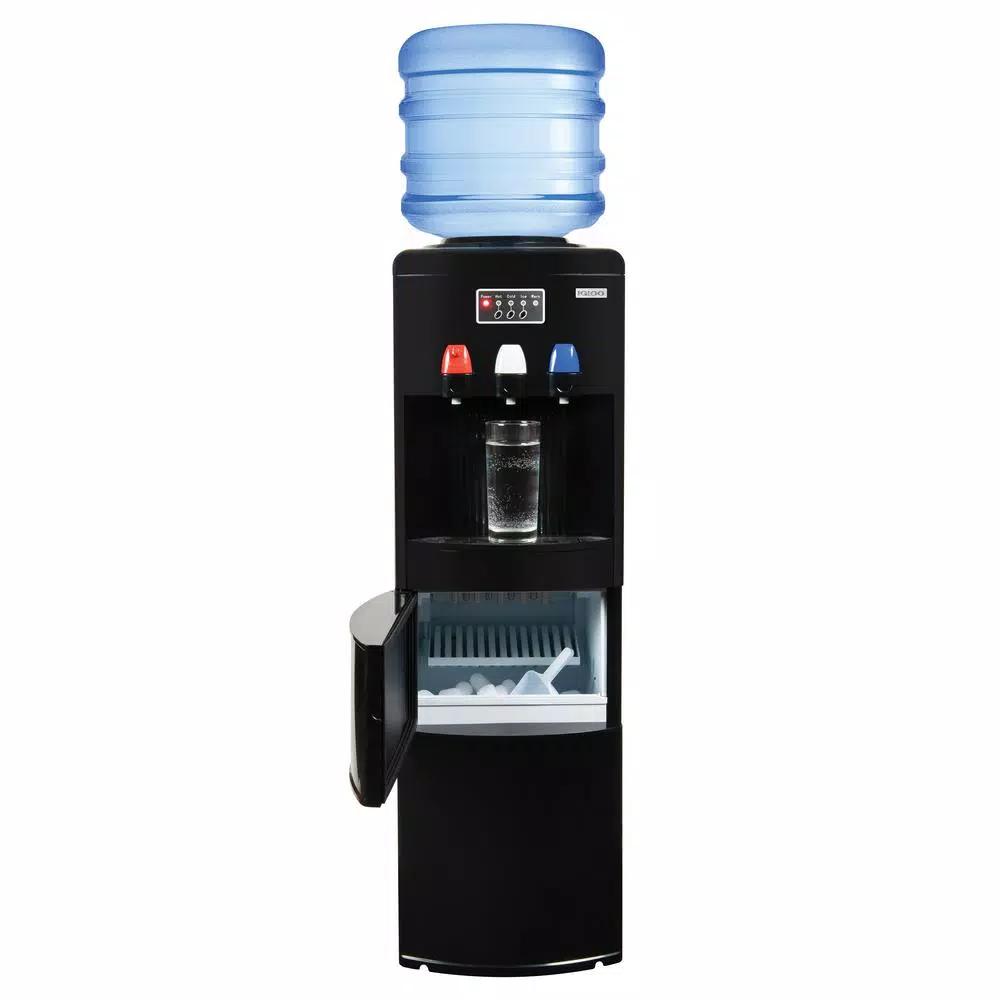 Igloo Top Loading Water Dispenser with Built-in Ice Maker, Hot & Cold Water, Black