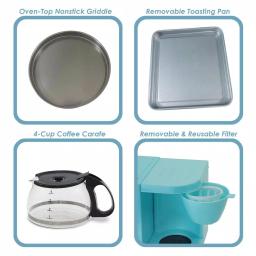 Elite Americana by Elite 3-in-1 Mini Breakfast Shoppe - 500W Toaster Oven, 4-Cup Coffee Maker & 6 in. Griddle, Blue thumbnail 3