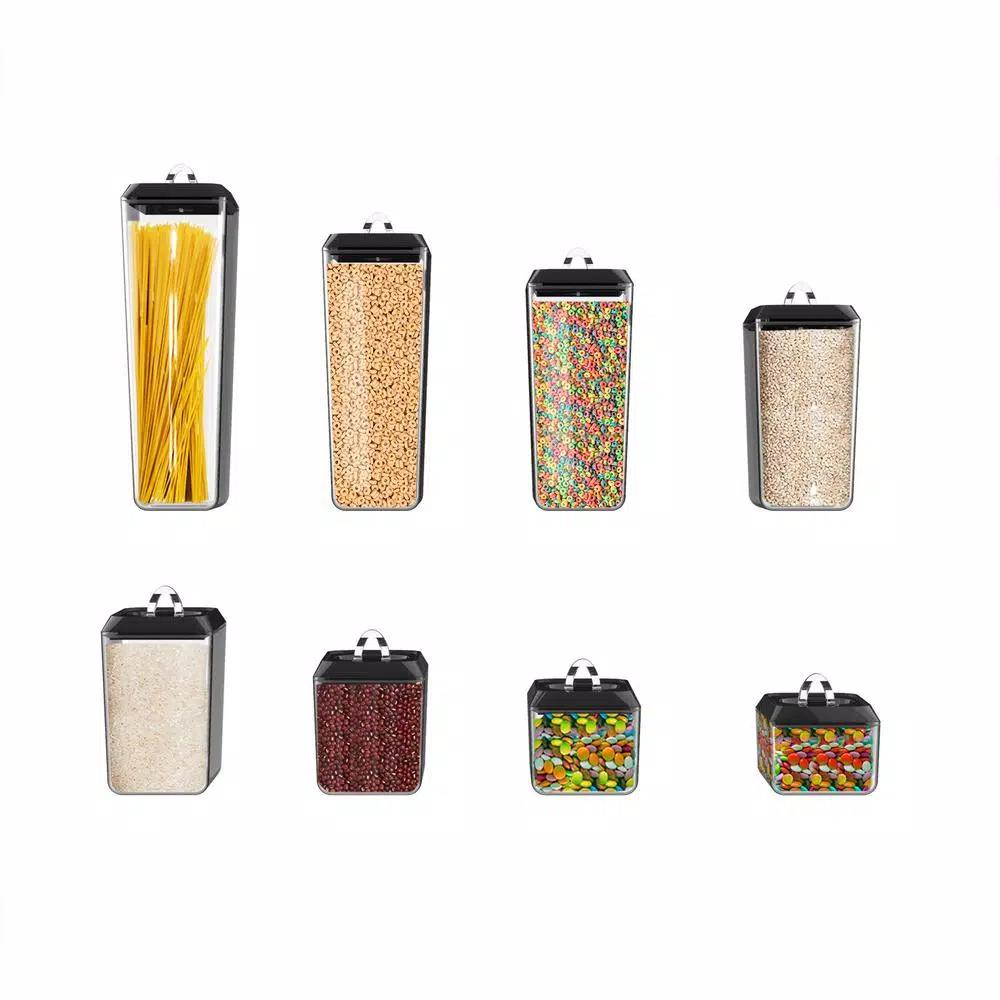 Classic Cuisine 8-Piece Airtight Plastic Food Storage Container Set, Stackable Rectangular Canisters