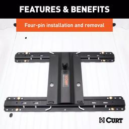 CURT Bent Plate 5th Wheel Rail Gooseneck Hitch with 2-5/16" Offset Ball thumbnail 5