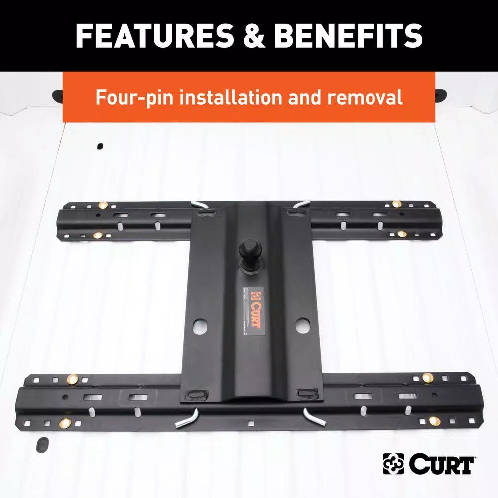 CURT Bent Plate 5th Wheel Rail Gooseneck Hitch with 2-5/16" Offset Ball