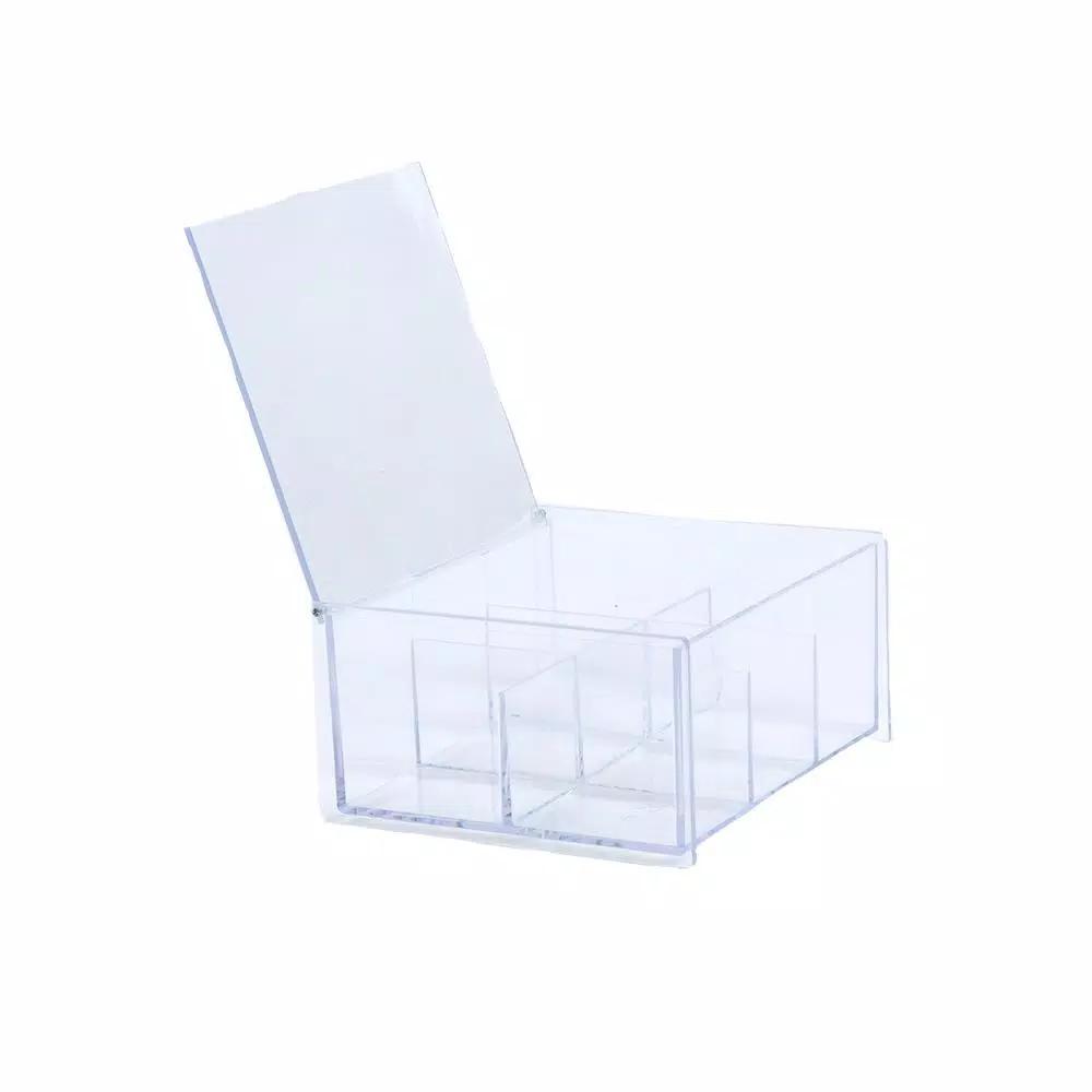 Mind Reader Clear Acrylic 6-Compartment Tea Bag Organizer and Pantry Storage Container with Lid