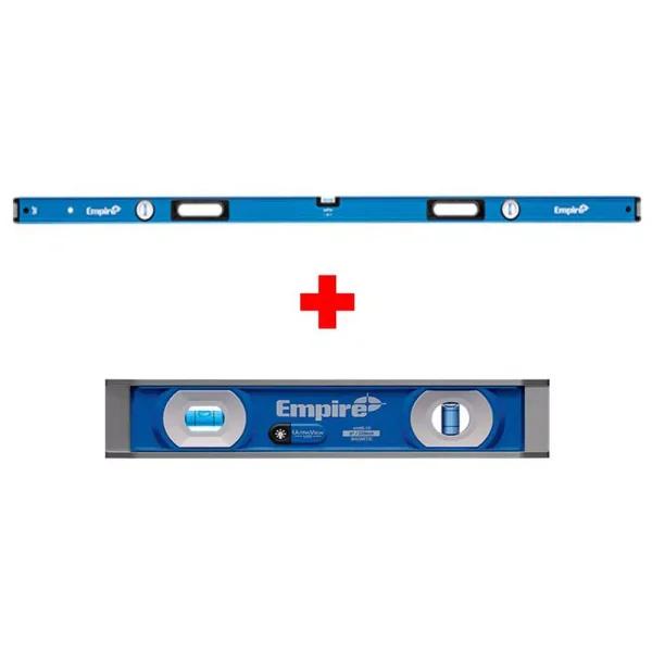 Empire e75 Series 96 in. Aluminum Box Level and 9 in. UltraView LED Torpedo Level Set