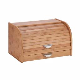 Honey-Can-Do Bamboo Bread Box with Roll-Top Door, Pull-Out Drawer, and Integrated Cutting Board thumbnail 3