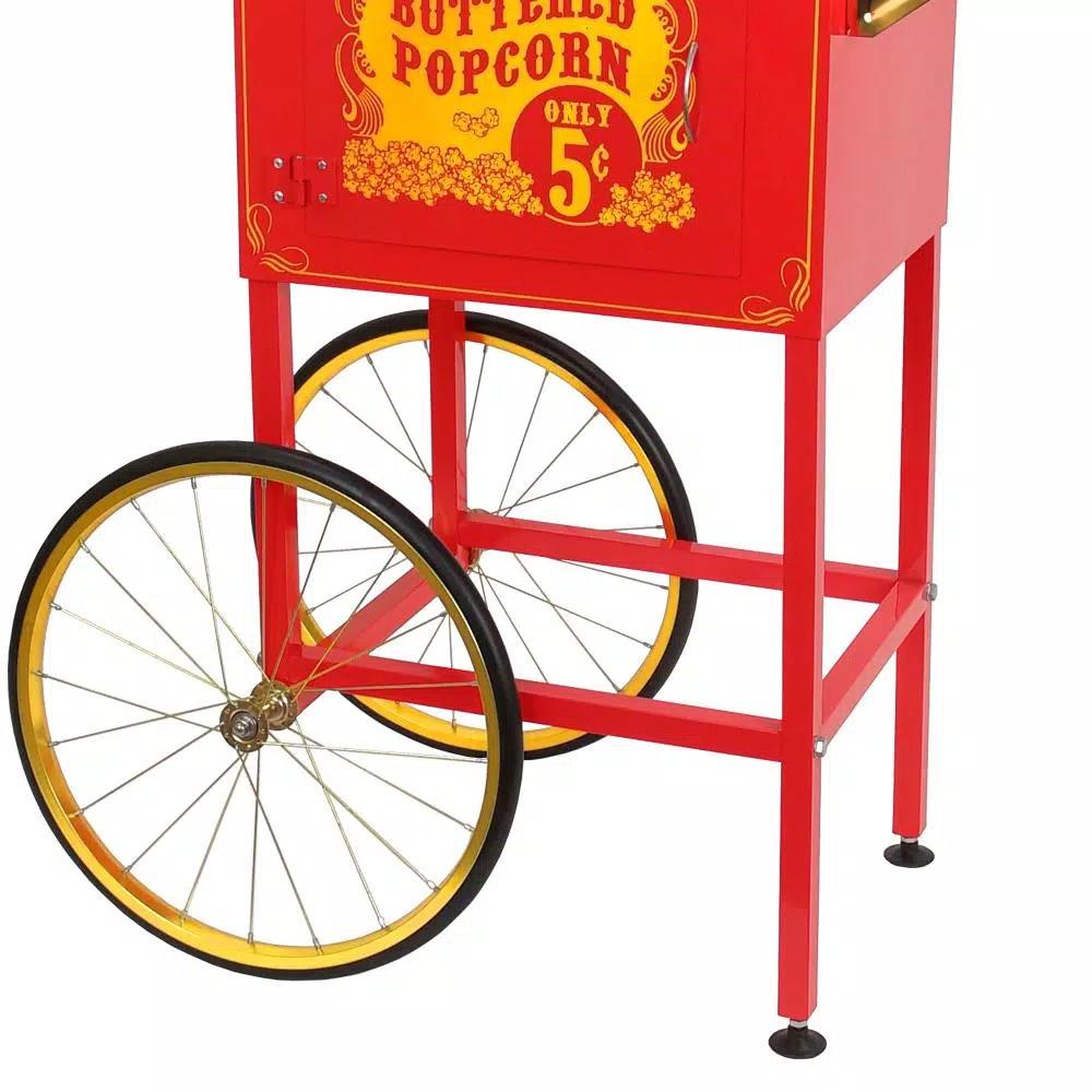 Funtime Sideshow Popper 8 oz. Popcorn Machine & Cart, Traditional Red/Gold Theater Style