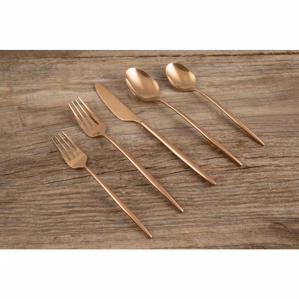 Cambridge Silversmiths Gaze Copper Mirror 20-Piece Flatware Set, Service for 4