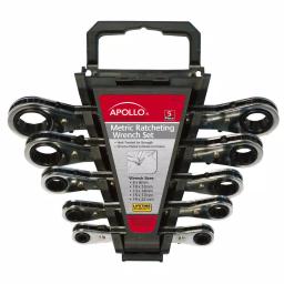 Apollo Metric Ratcheting Wrench Set, 5-Piece Heat Treated Chrome Plated Hand Tool Set thumbnail 1
