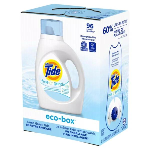 Tide Free & Gentle Liquid Laundry Detergent HE Eco Box, 105 oz (96 Loads)