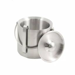 BEY-BERK Classic Stainless Steel 5 Qt. Double Wall Ice Bucket with Lid, Handle, and Ice Tongs thumbnail 1