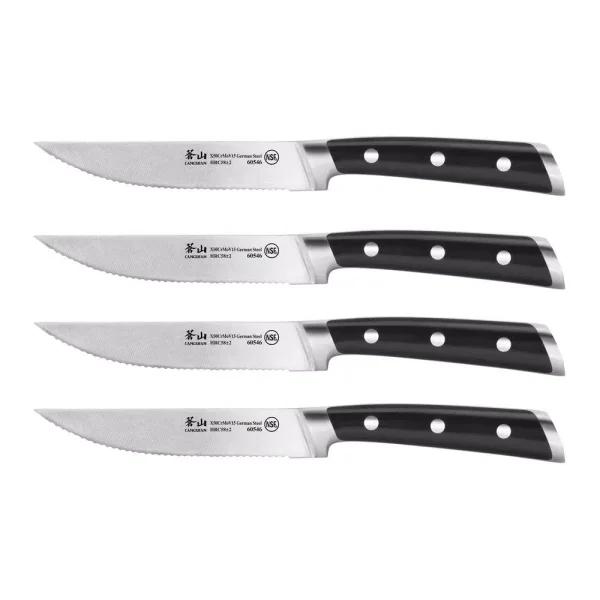 Cangshan S Series 5 in. German Steel Forged Serrated Steak Knife Set, 4-Piece