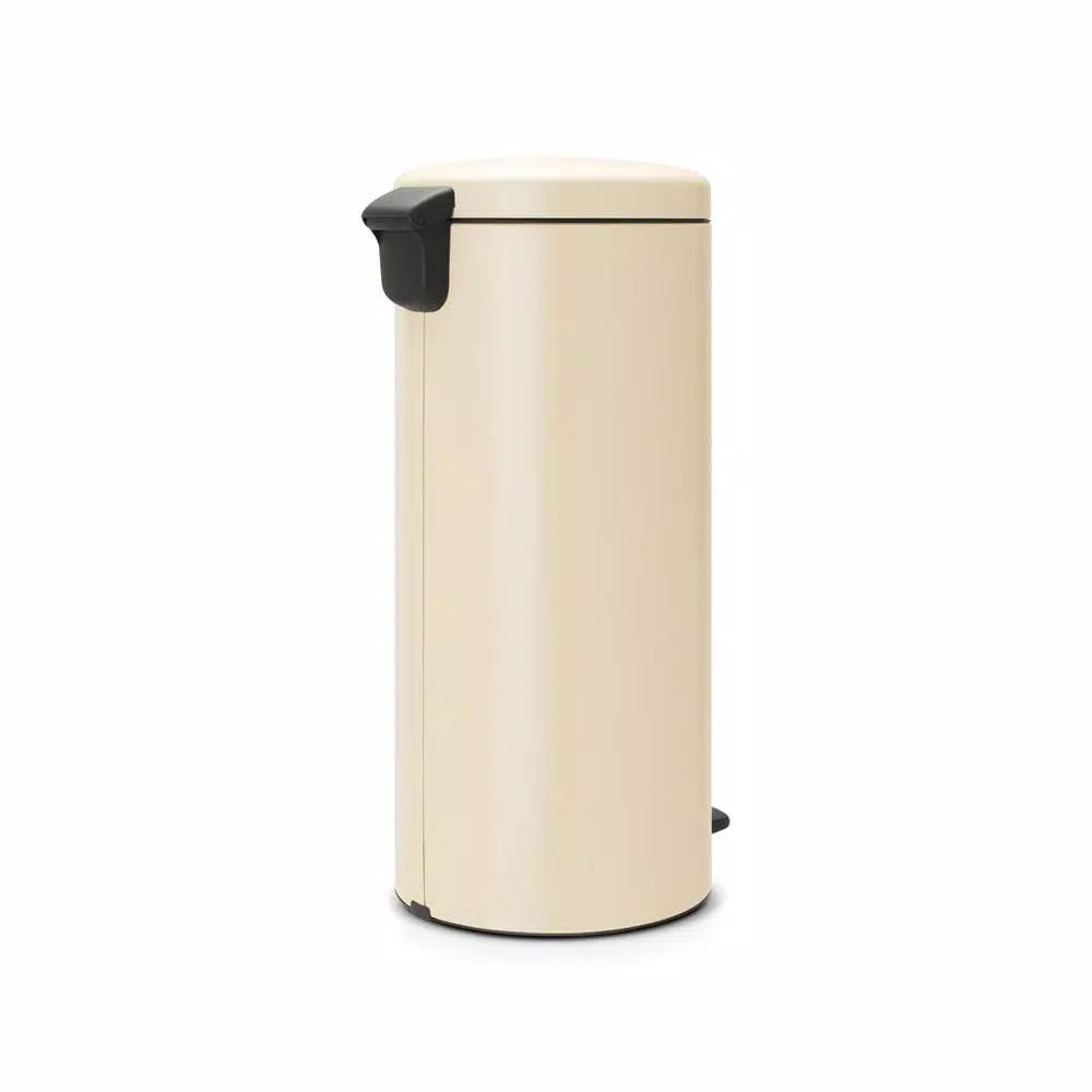 Brabantia 8 Gallon Almond Steel Step-On Trash Can with Soft-Close Lid