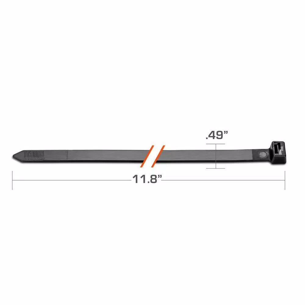 TR Industrial Ultra Heavy-Duty UV Resistant Cable Ties, 250 lbs. Tensile Strength, 11.8 in. (50-Pack)