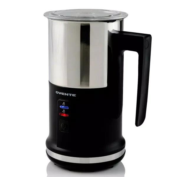 Ovente FR1208 3-in-1 Electric Milk Frother & Heater, Black Stainless Steel, 8.1 oz