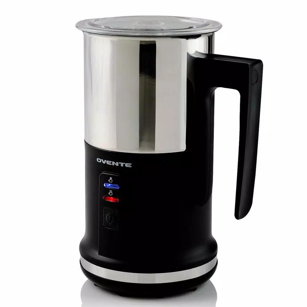Ovente FR1208 3-in-1 Electric Milk Frother & Heater, Black Stainless Steel, 8.1 oz
