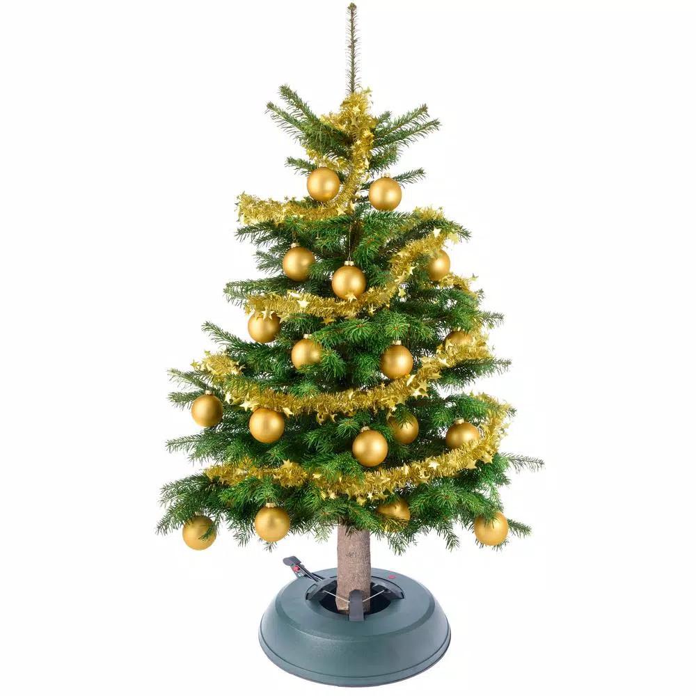 Unbranded Automatic Green Plastic Foot Pedal Christmas Tree Stand with Water Level Indicator