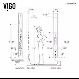 VIGO Dilana 66.875 in. Stainless Steel 6-Jet High Pressure Shower Panel System with Handheld Dual Shower thumbnail 8