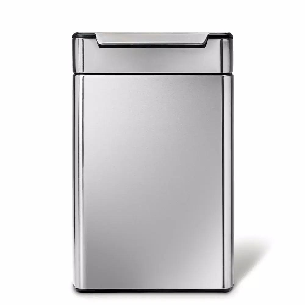 simplehuman 48-Liter Dual-Bucket Touch-Bar Recycling Trash Can, Brushed Stainless Steel