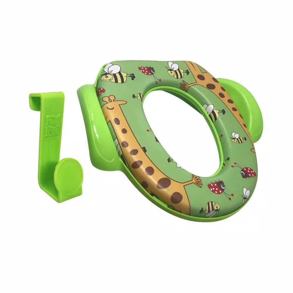 Babyloo Animal Design Children's Soft Cushion Toilet Seat with Handles - Green