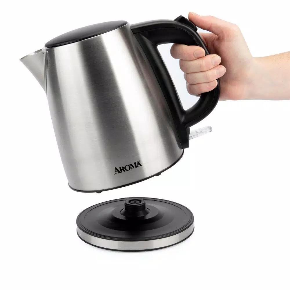 Aroma 4.5-Cup Stainless Steel Electric Kettle, 1000W, Automatic Shut-Off