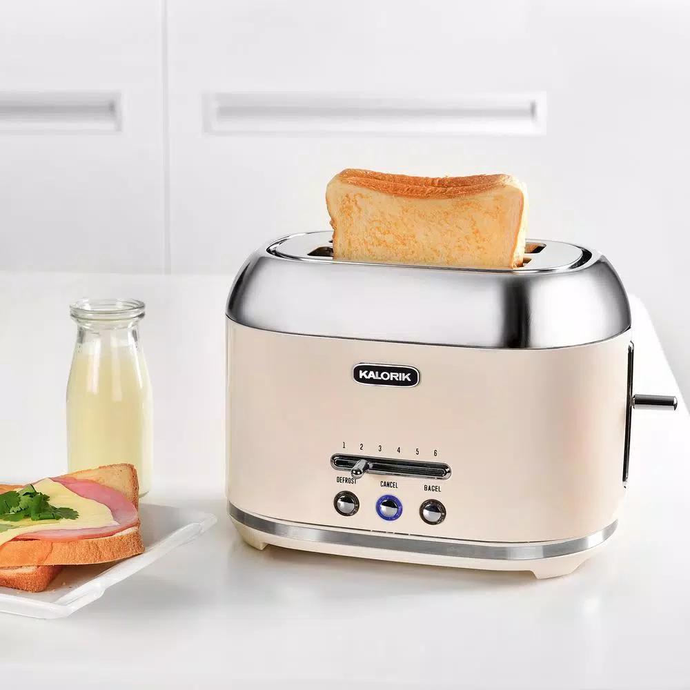 Kalorik Retro 2-Slice Wide Slot Toaster, Cream