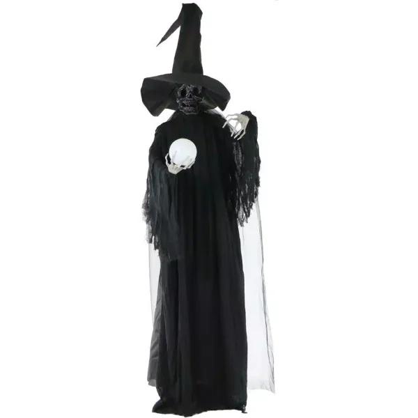 Haunted Hill Farm 7.5 ft. Animated Phantom Witch with Multi-Color LED Crystal Ball Halloween Prop