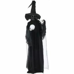 Haunted Hill Farm 7.5 ft. Animated Phantom Witch with Multi-Color LED Crystal Ball Halloween Prop thumbnail 1
