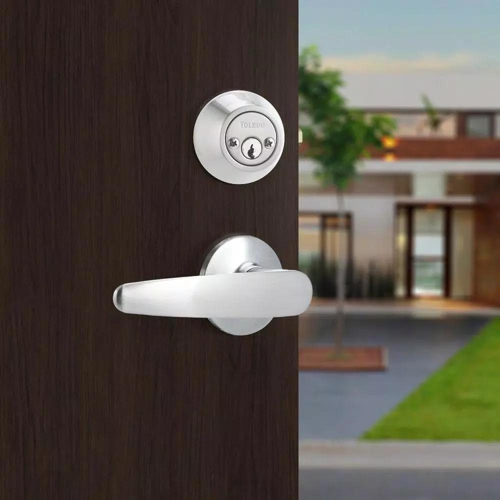 Toledo Fine Locks Cordoba Double Cylinder Satin Nickel Entry Handleset