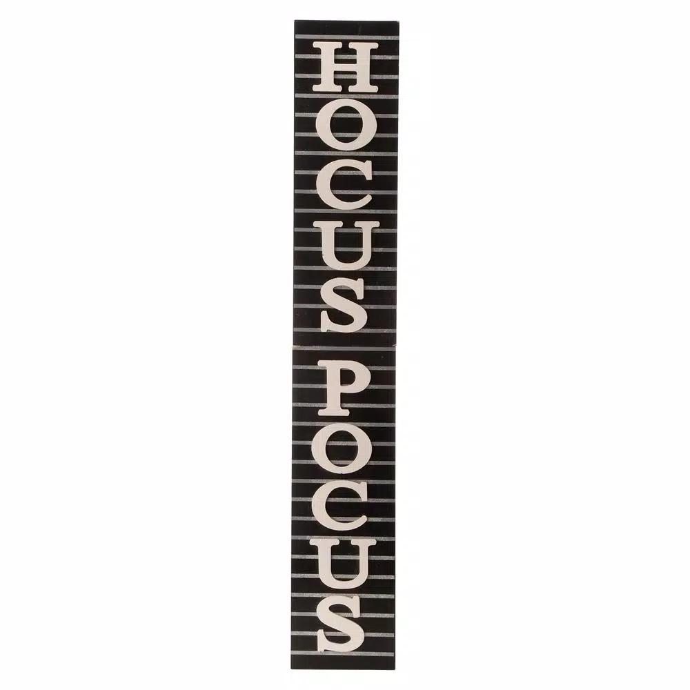 Glitzhome 60 in. Hocus Pocus Halloween Wooden Standing Porch Sign and Hanging Decor