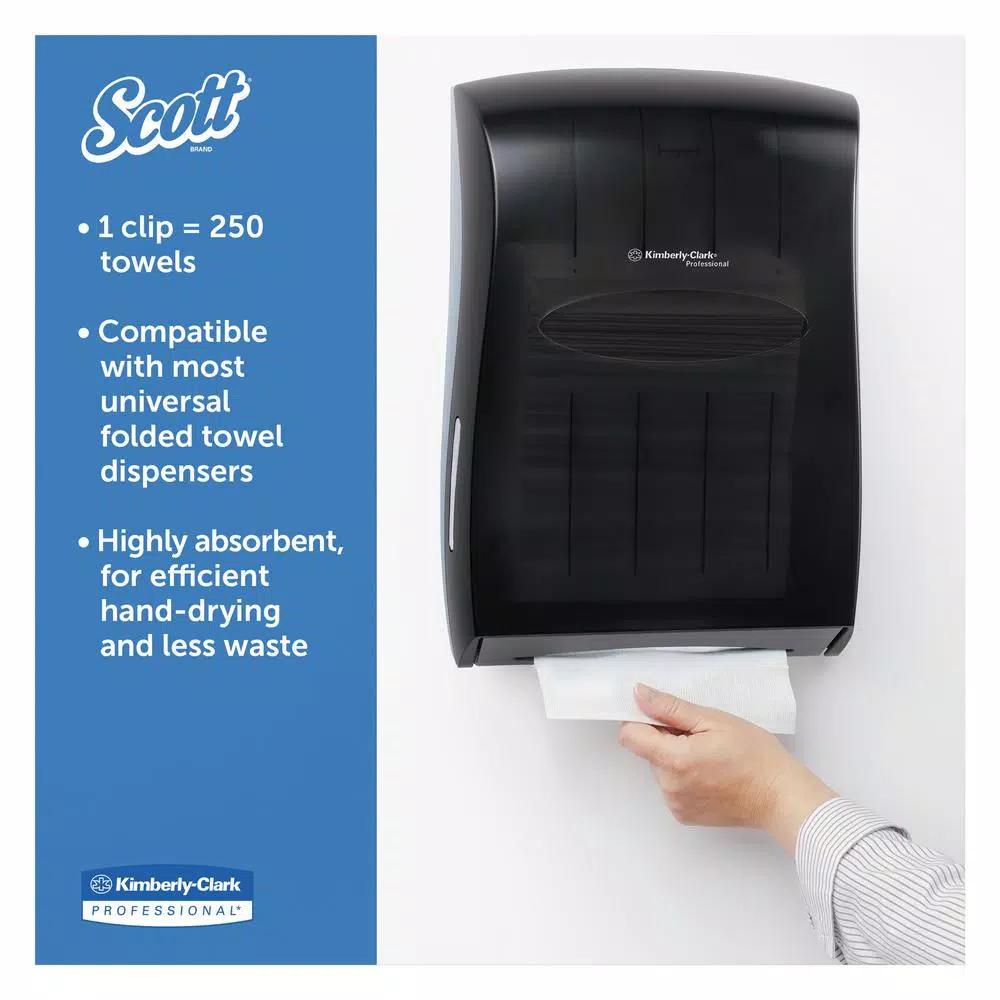Scott Essential 100% Recycled Multi-Fold White Paper Towels, 250 Sheets per Pack, 16 Packs per Carton