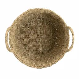 Zentique Handmade Round Woven Seagrass Wicker Basket with Handles, Brown thumbnail 3