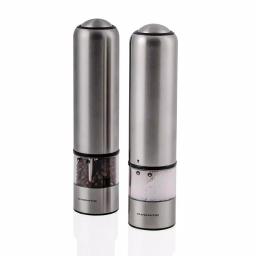 Ovente Electric Salt and Pepper Grinder Set, Stainless Steel with Ceramic Blades, Battery Operated thumbnail 1