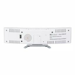 La Crosse Technology White Curved Digital Alarm Clock with Mirrored LED Display, Temperature, Humidity, and USB Charging Port thumbnail 5