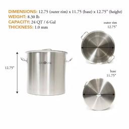Gas One 24 qt. Stainless Steel Stock Pot Set with Lid and Steamer Rack thumbnail 2