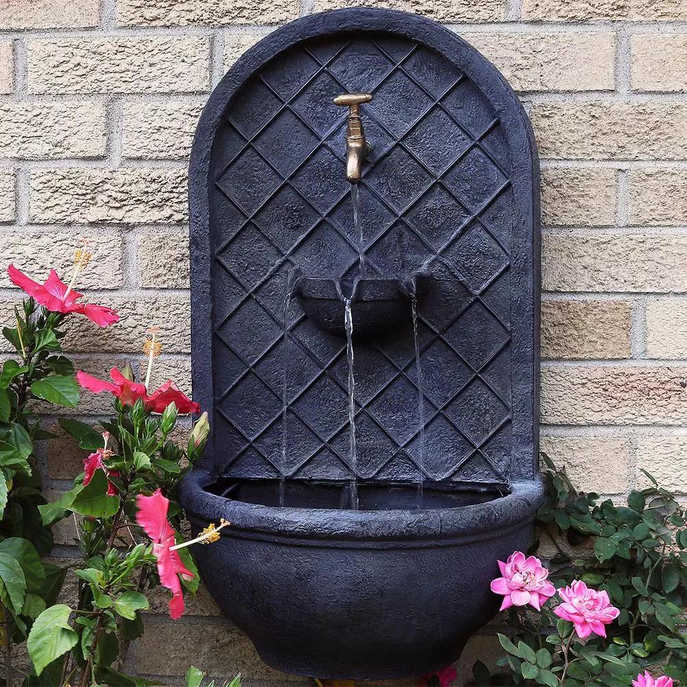 Sunnydaze Decor Messina Resin Lead Solar Outdoor Wall Fountain with Dual Pump Options