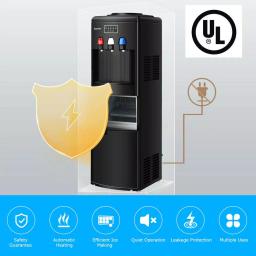 Costway Top Loading Water Dispenser with Built-In Ice Maker, Hot & Cold Tri-Temp Water Cooler, Black thumbnail 4