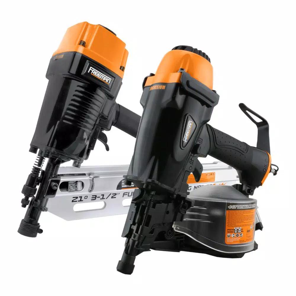 Freeman Pneumatic Framing and Coil Siding Nailer Combo Kit with Storage Case