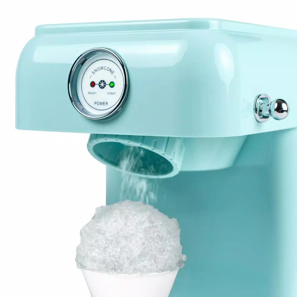 Nostalgia 30W Aqua Blue Retro Snow Cone Maker with Stainless Steel Blades