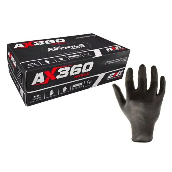 212 Performance Disposable Black Nitrile Gloves, Latex-Free, XX-Large, 100-Count