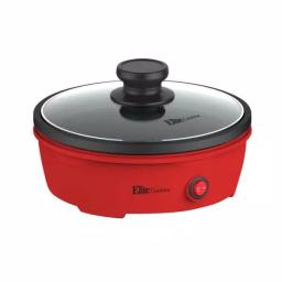 Elite Cuisine 8.5 in. Red Personal Electric Skillet with Tempered Glass Lid thumbnail 3