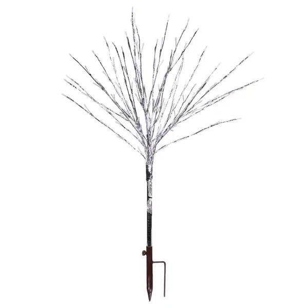 Alpine Corporation 39 in. Silver Metallic Foil Tree Yard Stake with 140 Red LED Lights