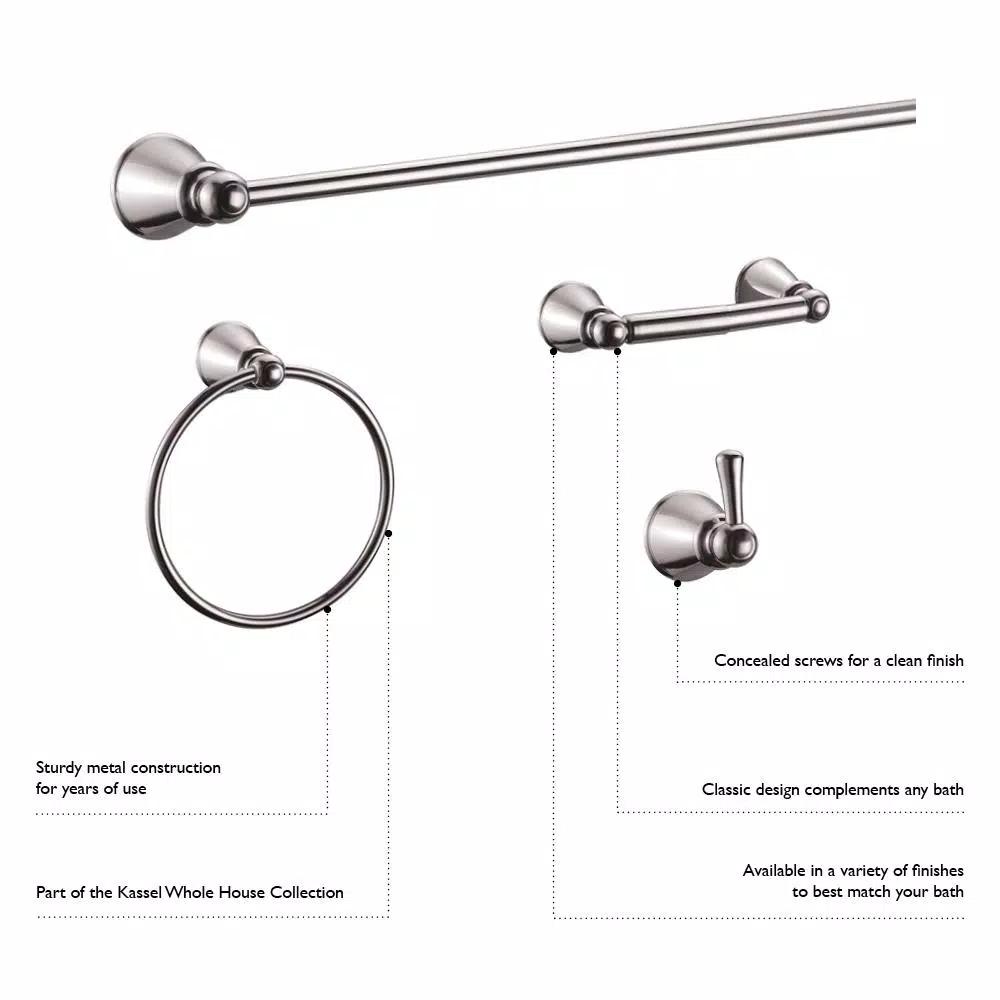Design House Kassel 4-Piece Bathroom Hardware Accessory Kit, Satin Nickel