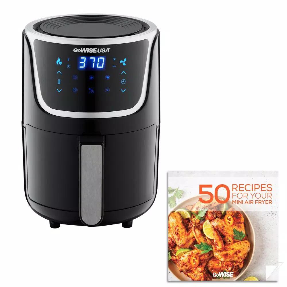 GoWISE USA 2 Qt. Mini Digital Air Fryer with Touchscreen, Black/Silver